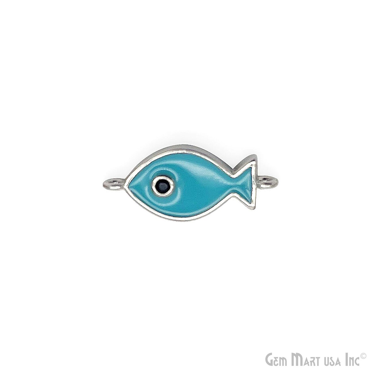 Fish Charm Blue Shell Double Bail Connector Pendant Jewelry GemMartUSA